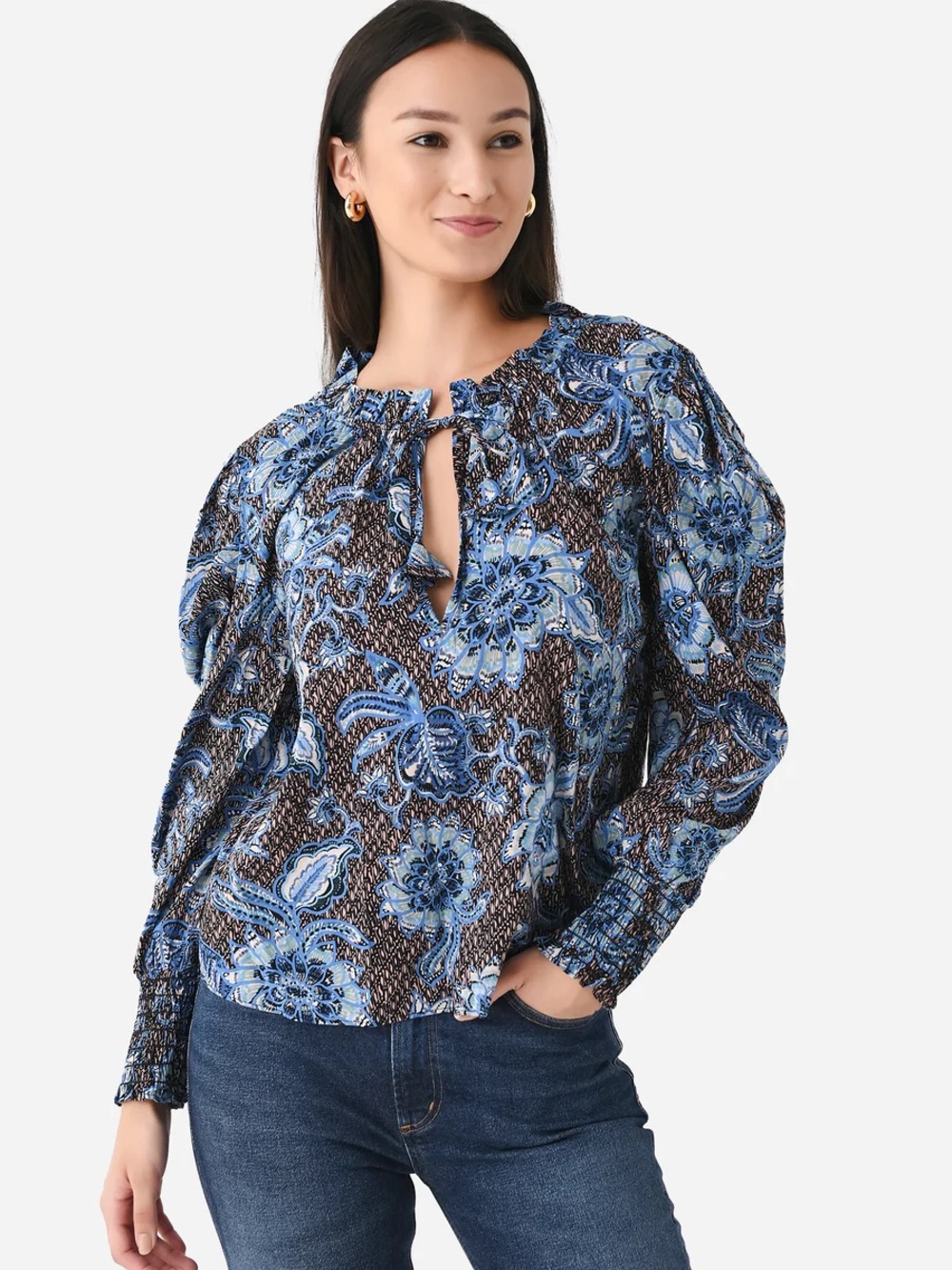 MISA LOS ANGELES- Siena Top Blue Sunflower Size S